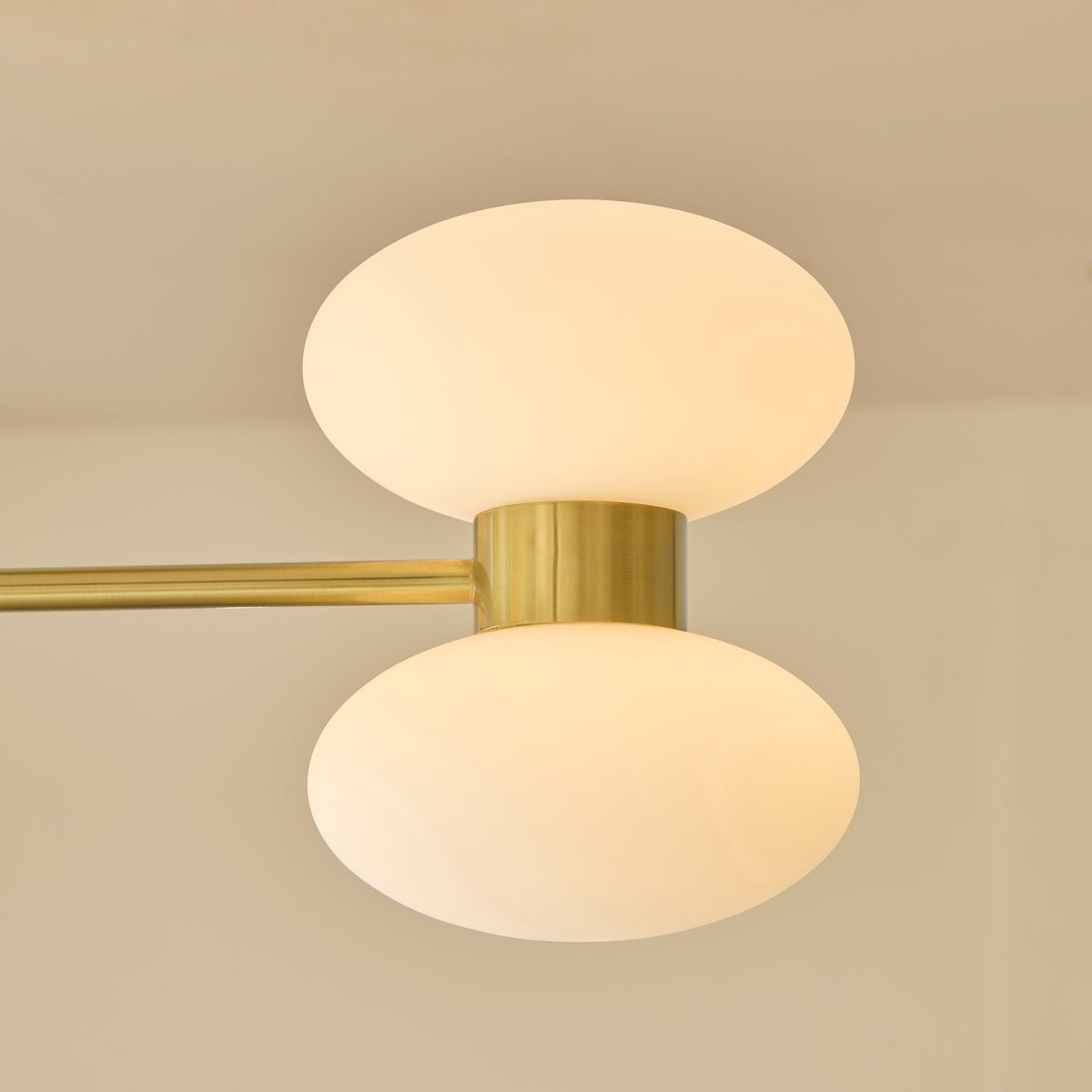 Rossano 6 Light Brass & Opal Glass Semi-Flush Ceiling Light