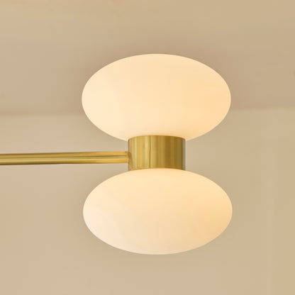 Rossano 6 Light Brass & Opal Glass Semi-Flush Ceiling Light