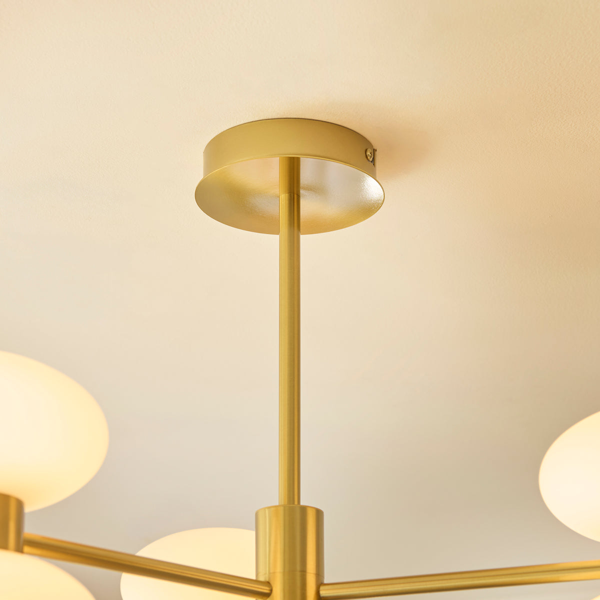 Rossano 6 Light Brass & Opal Glass Semi-Flush Ceiling Light