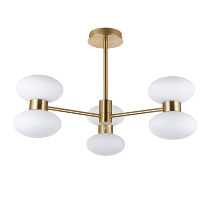 Rossano 6 Light Brass & Opal Glass Semi-Flush Ceiling Light