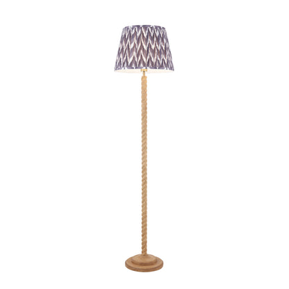 Twist Oak Effect Floor Lamp with Grey Zigzag Shade