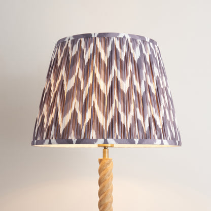 Twist Oak Effect Floor Lamp with Grey Zigzag Shade