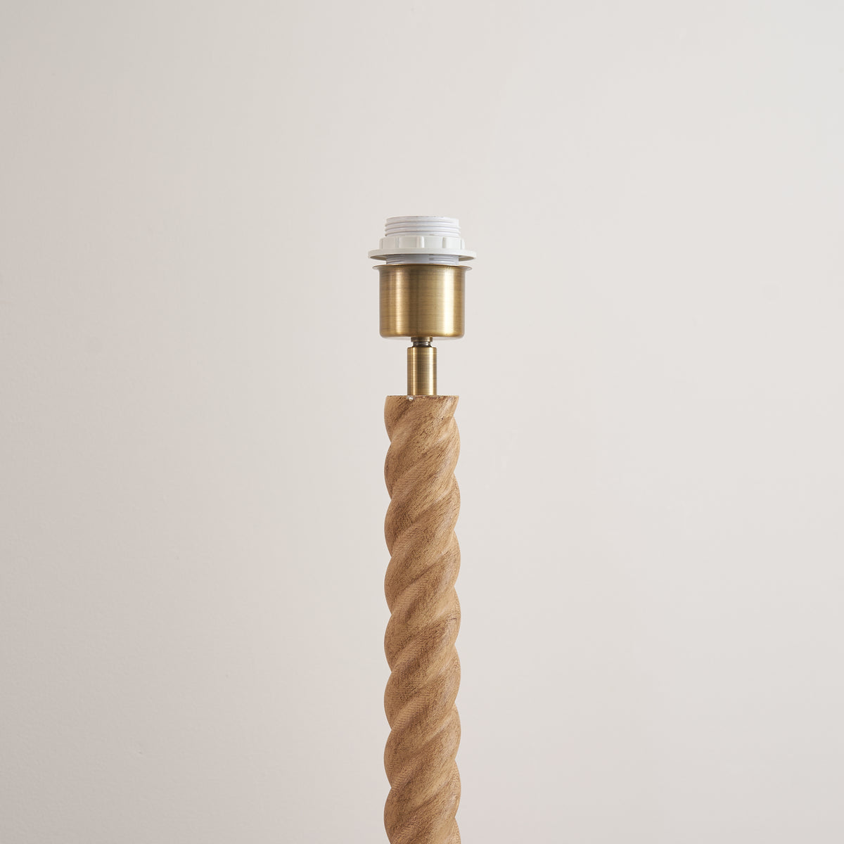 Twist Oak Effect Floor Lamp with Grey Zigzag Shade