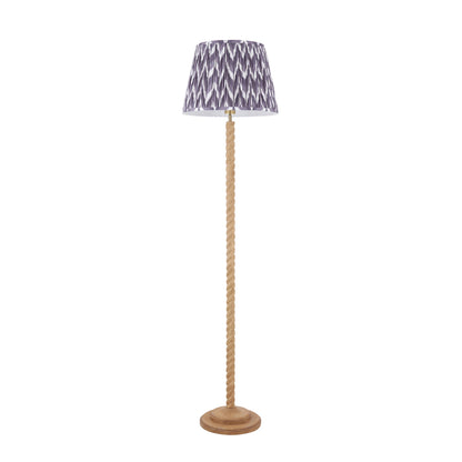 Twist Oak Effect Floor Lamp with Grey Zigzag Shade