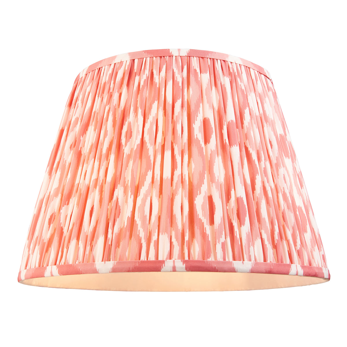 Twist Oak Effect Floor Lamp with Pink Ikat Shade