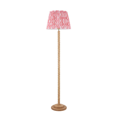 Twist Oak Effect Floor Lamp with Pink Ikat Shade
