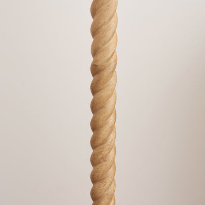 Twist Oak Effect Floor Lamp with Green Zigzag Shade