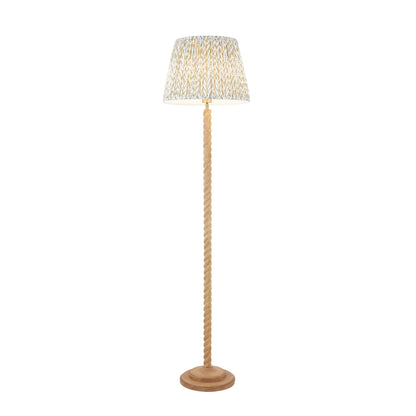 Twist Oak Effect Floor Lamp with Green Leaf Shade
