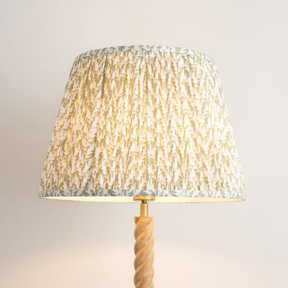 Twist Oak Effect Floor Lamp with Green Leaf Shade