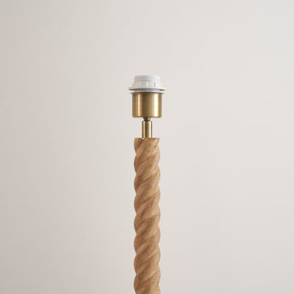 Twist Oak Effect Floor Lamp with Green Leaf Shade