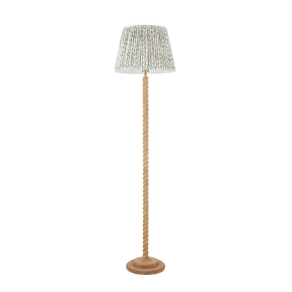 Twist Oak Effect Floor Lamp with Green Leaf Shade
