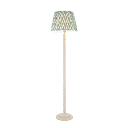 Twist Almond White Floor Lamp with Green Zigzag Shade