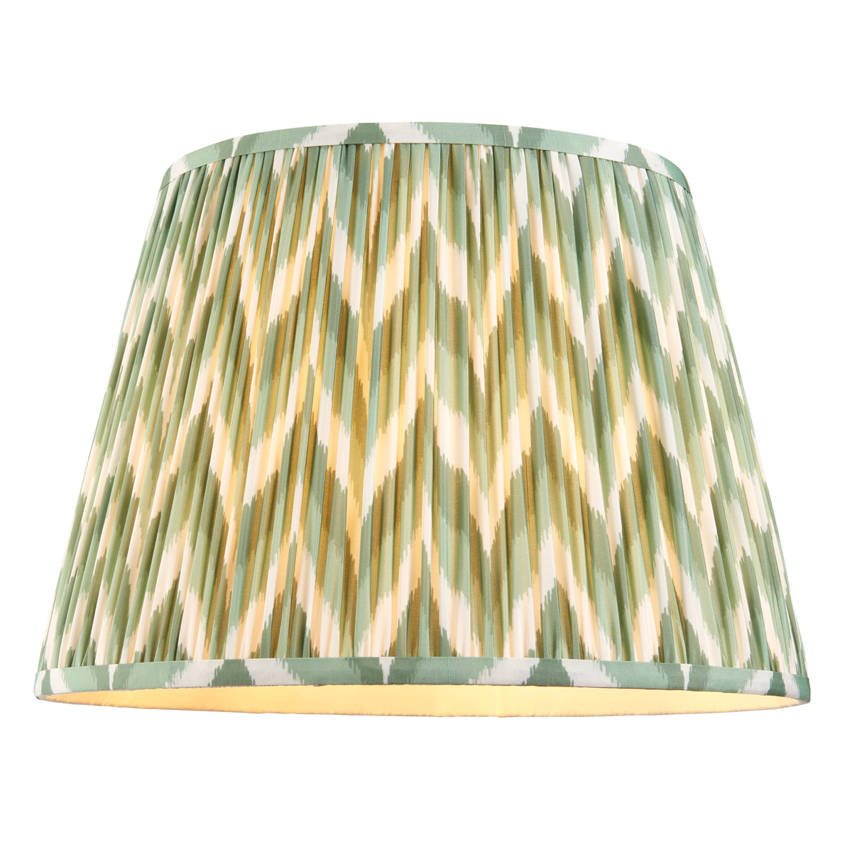 Twist Almond White Floor Lamp with Green Zigzag Shade