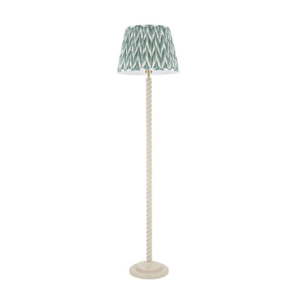 Twist Almond White Floor Lamp with Green Zigzag Shade
