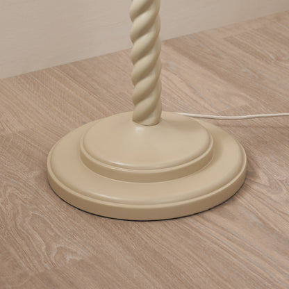 Twist Almond White Floor Lamp with Blue Ikat Shade