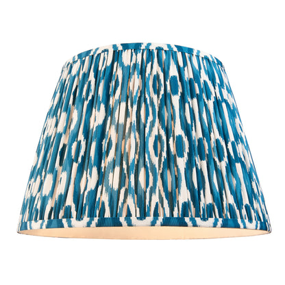 Twist Almond White Floor Lamp with Blue Ikat Shade