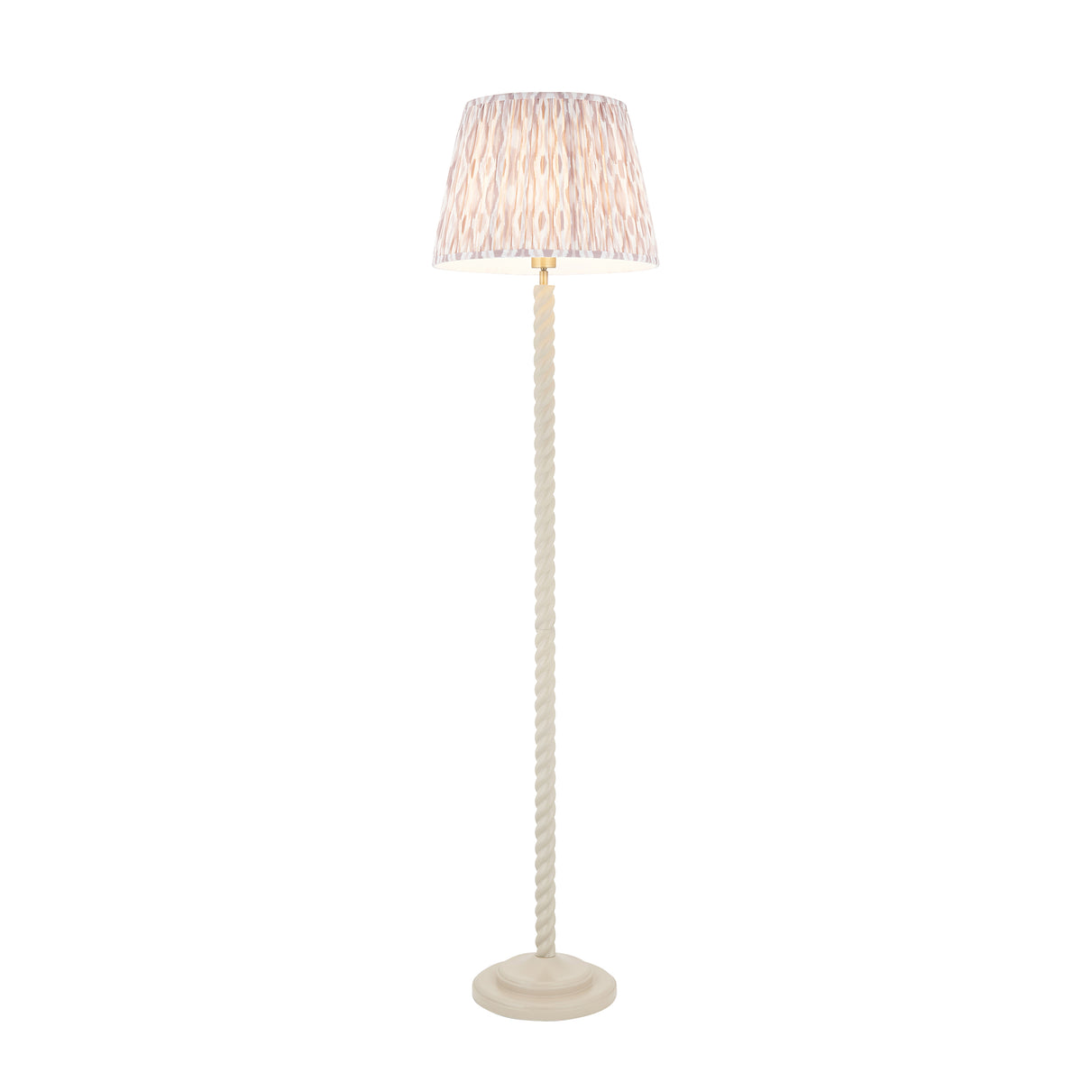 Twist Almond White Floor Lamp with Neutral Ikat Shade