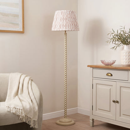 Twist Almond White Floor Lamp with Neutral Ikat Shade