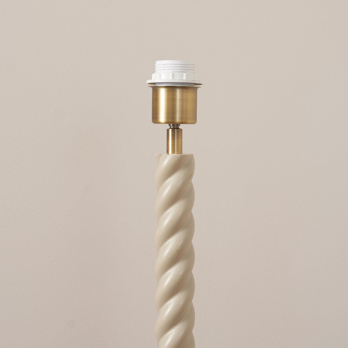 Twist Almond White Floor Lamp with Neutral Ikat Shade