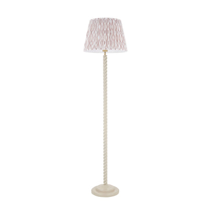 Twist Almond White Floor Lamp with Neutral Ikat Shade
