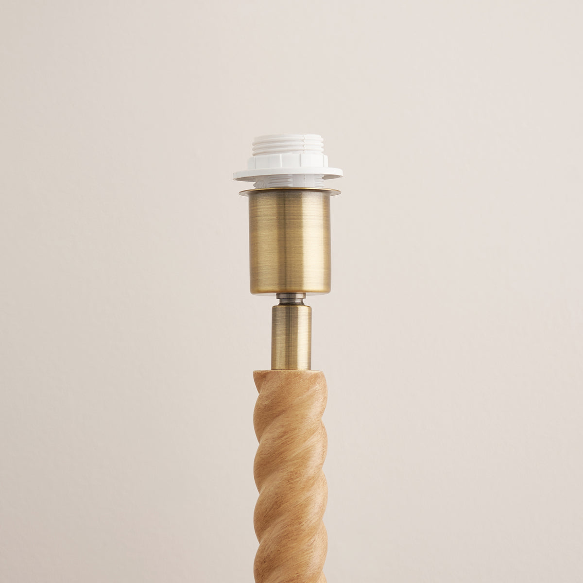 Twist Oak Effect Table Lamp with Grey Zigzag Shade