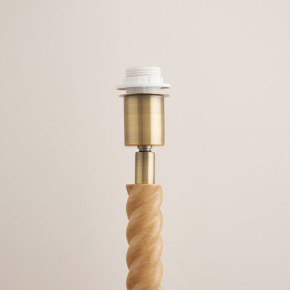Twist Oak Effect Table Lamp with Grey Zigzag Shade