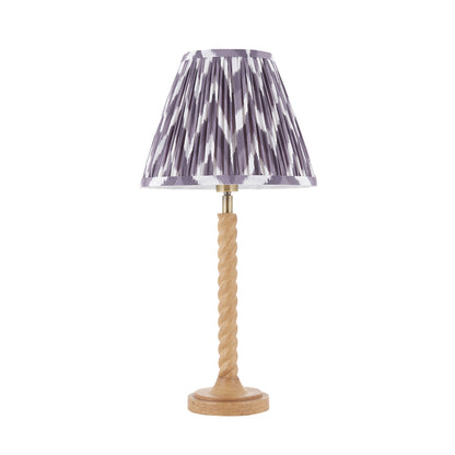 Twist Oak Effect Table Lamp with Grey Zigzag Shade