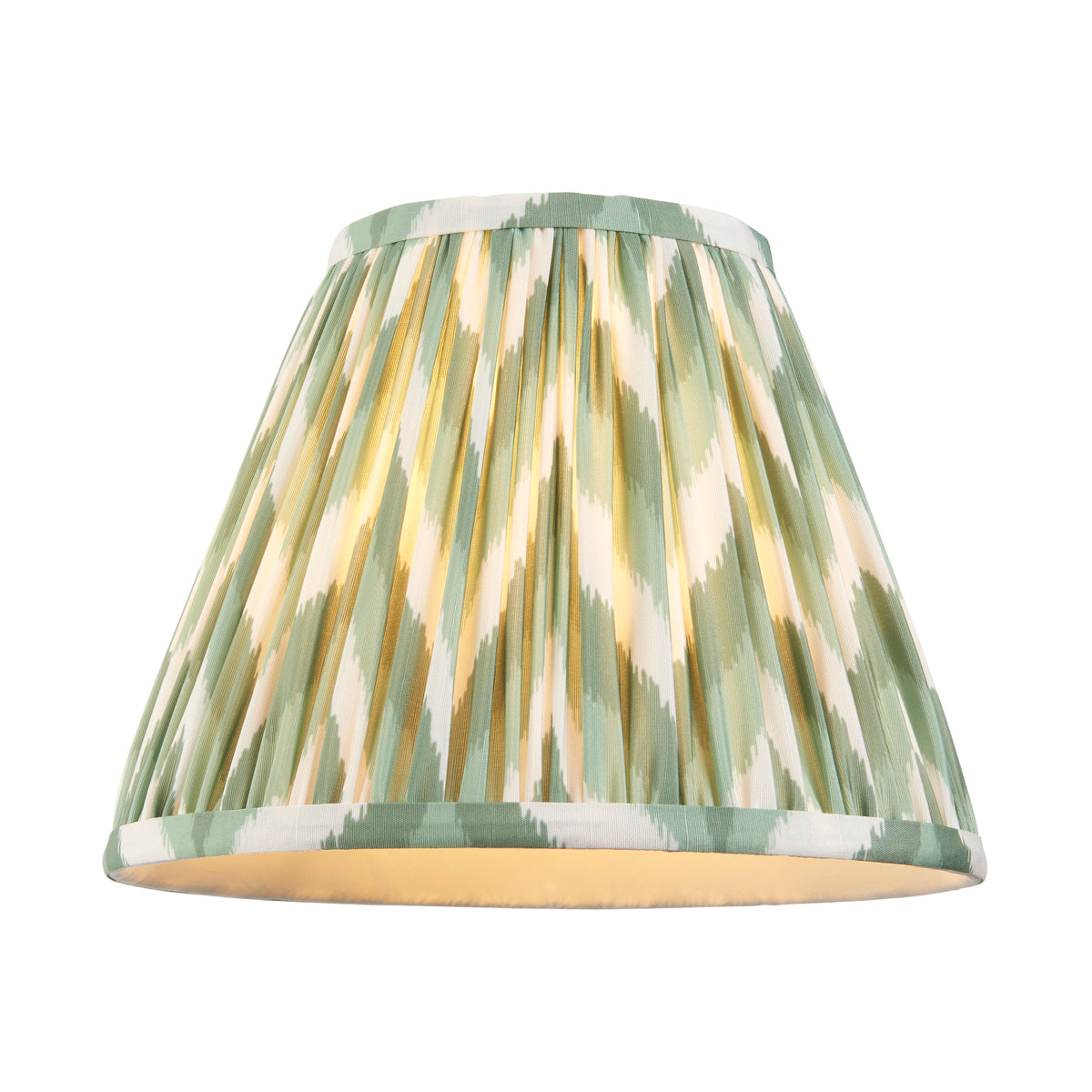 Twist Oak Effect Table Lamp with Green Zigzag Shade