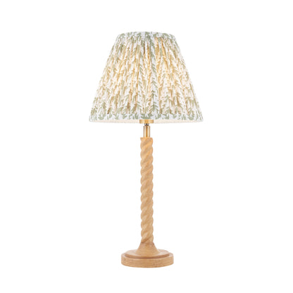 Twist Oak Effect Table Lamp with Green Leaf Shade