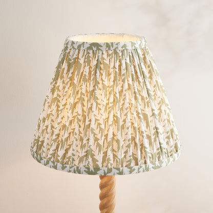 Twist Oak Effect Table Lamp with Green Leaf Shade