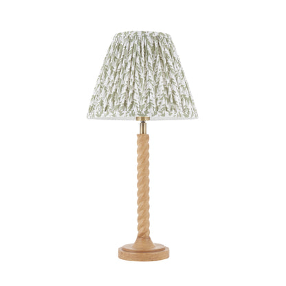 Twist Oak Effect Table Lamp with Green Leaf Shade