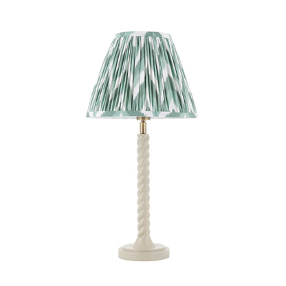 Twist Almond White Table Lamp with Green Zigzag Shade