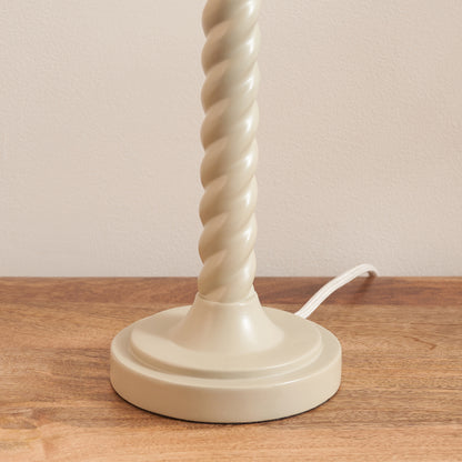 Twist Almond White Table Lamp with Blue Ikat Shade