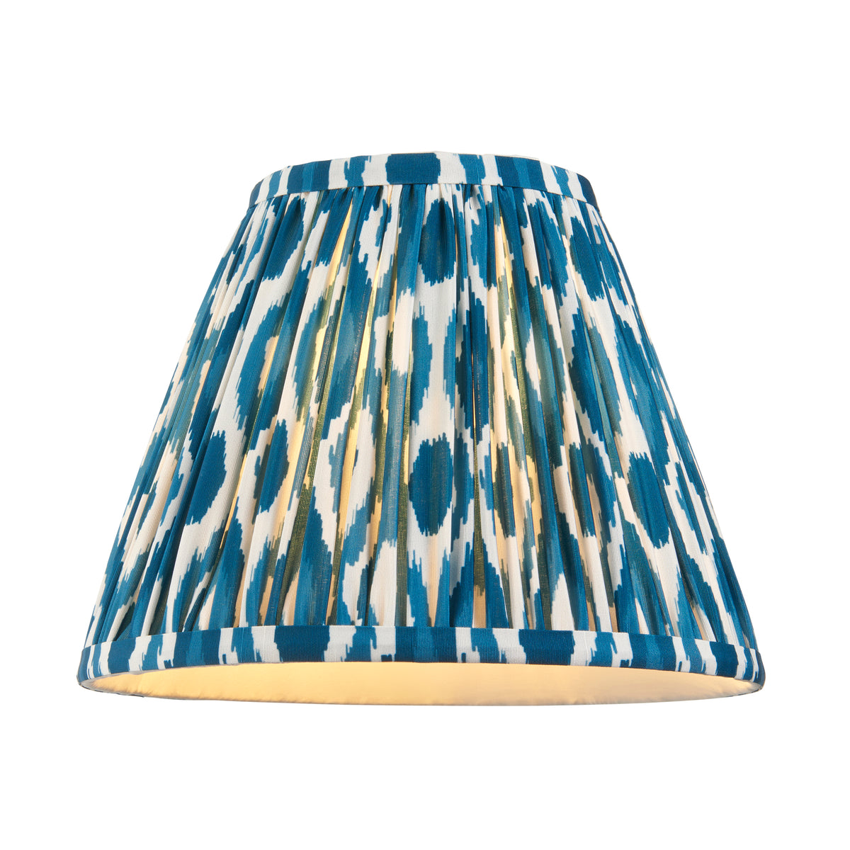 Twist Almond White Table Lamp with Blue Ikat Shade