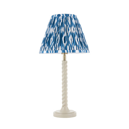 Twist Almond White Table Lamp with Blue Ikat Shade