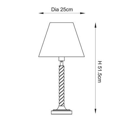 Twist Almond White Table Lamp with Blue Ikat Shade