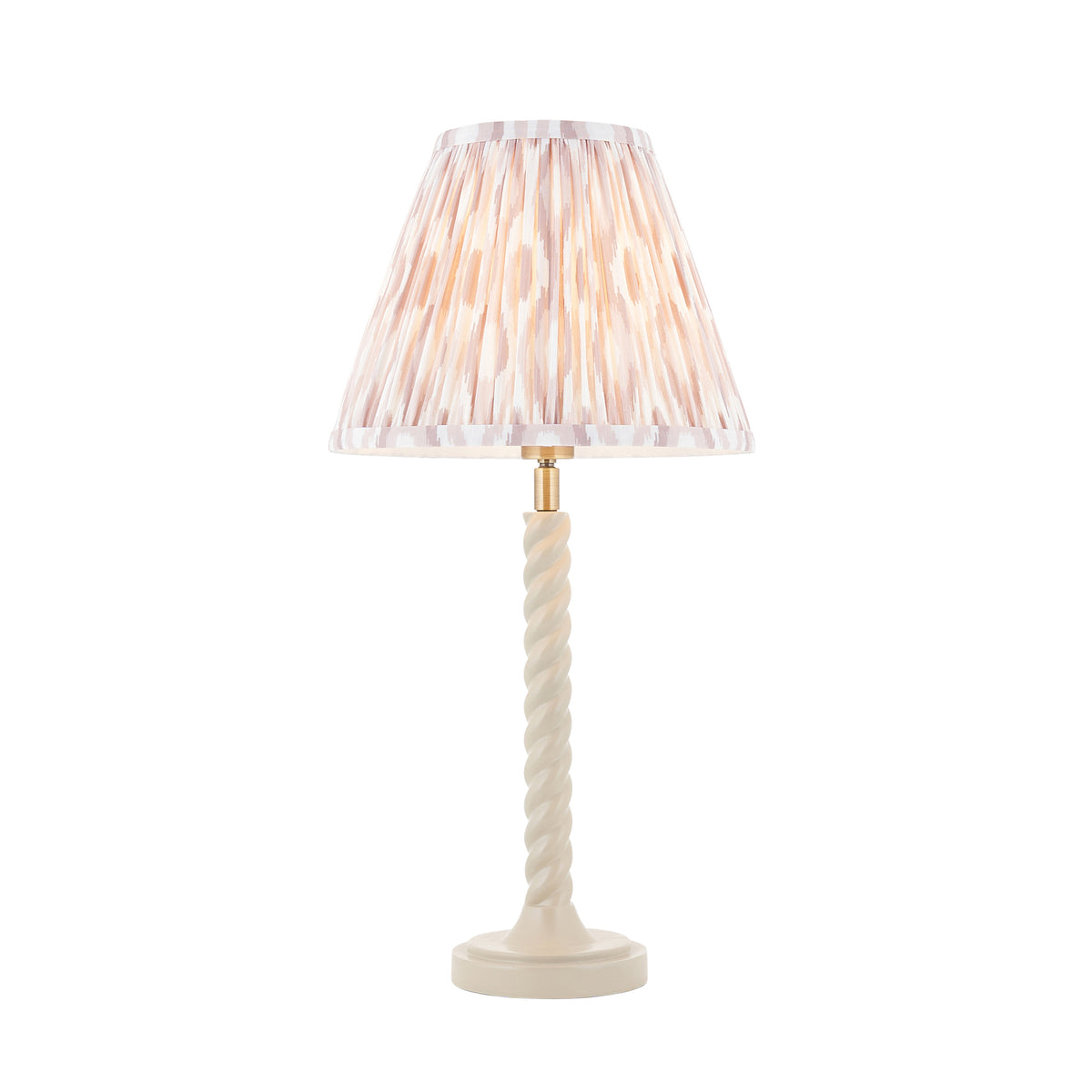 Twist Almond White Table Lamp with Neutral Ikat Shade