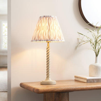 Twist Almond White Table Lamp with Neutral Ikat Shade