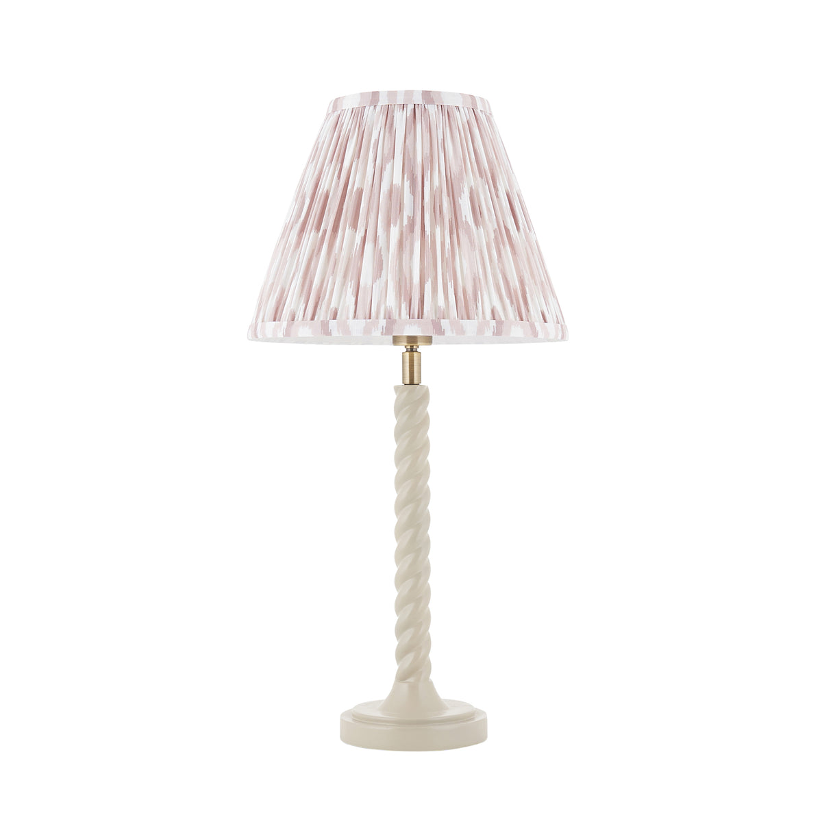 Twist Almond White Table Lamp with Neutral Ikat Shade