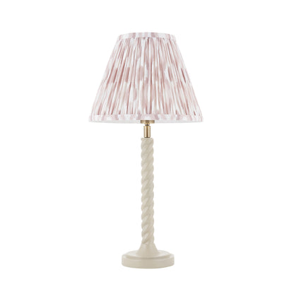 Twist Almond White Table Lamp with Neutral Ikat Shade