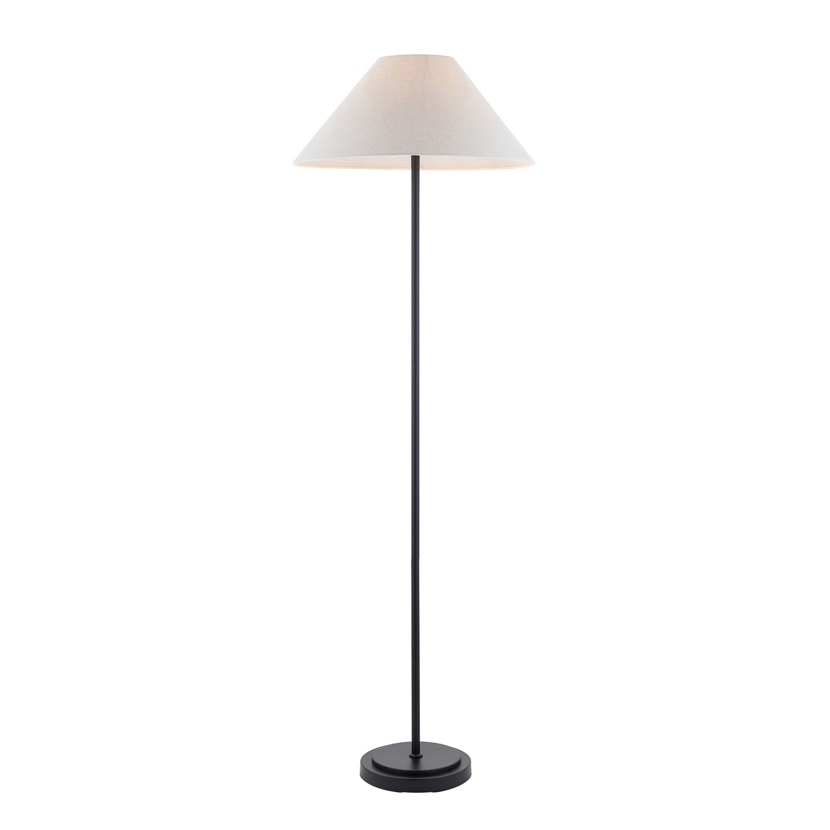 Arlo Matt Black Floor Lamp with Natural Linen Shade