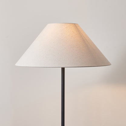 Arlo Matt Black Floor Lamp with Natural Linen Shade