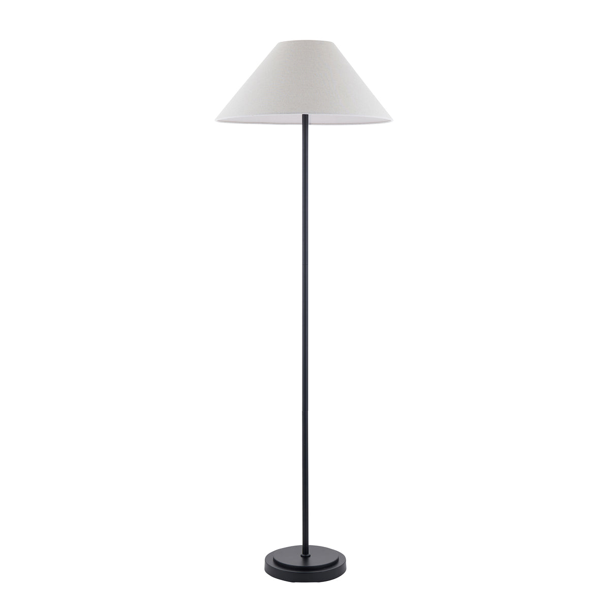 Arlo Matt Black Floor Lamp with Natural Linen Shade