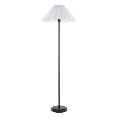 Arlo Matt Black Floor Lamp with Scalloped White Shade