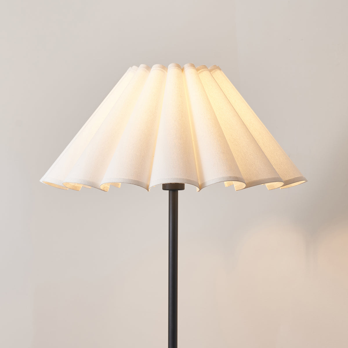 Arlo Matt Black Floor Lamp with Scalloped White Shade