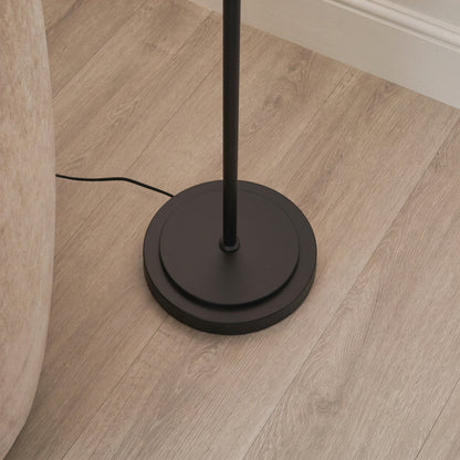 Arlo Matt Black Floor Lamp with Scalloped White Shade