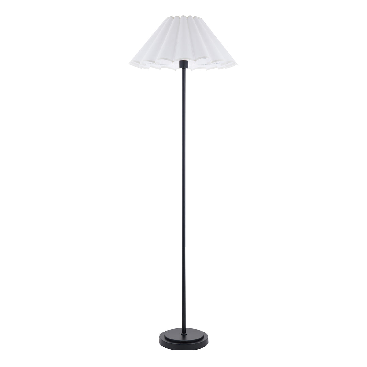 Arlo Matt Black Floor Lamp with Scalloped White Shade