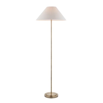 Arlo Antique Brass Floor Lamp with Natural Linen Shade