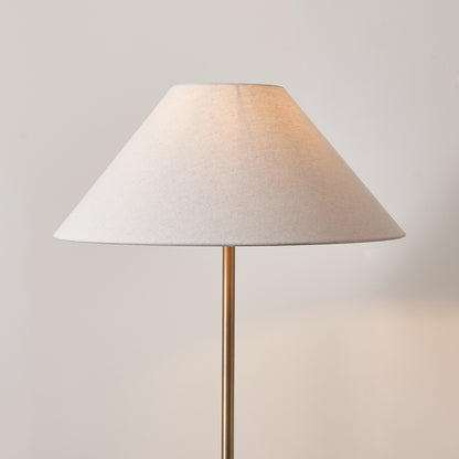 Arlo Antique Brass Floor Lamp with Natural Linen Shade