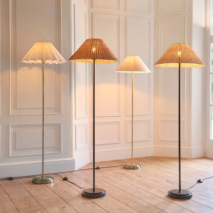Arlo Antique Brass Floor Lamp with Natural Linen Shade